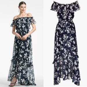 Sachin + Babi Riley Navy Off-Shoulder Venetia Floral Petal Maxi Dress - 2